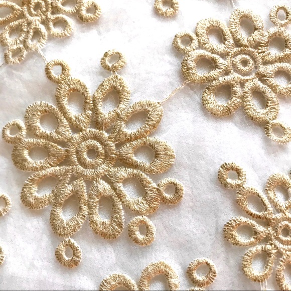 Semi-sheer Gold Flower Appliqué Blouse Top - Picture 2 of 4